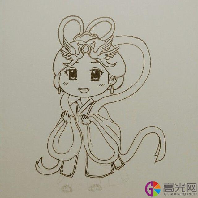嫦娥和玉兔怎么画，12星座 公主 古装美女图片（可爱的q版嫦娥简笔画画法）