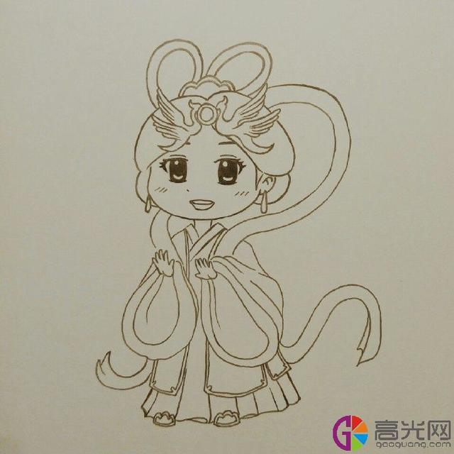 嫦娥和玉兔怎么画，12星座 公主 古装美女图片（可爱的q版嫦娥简笔画画法）