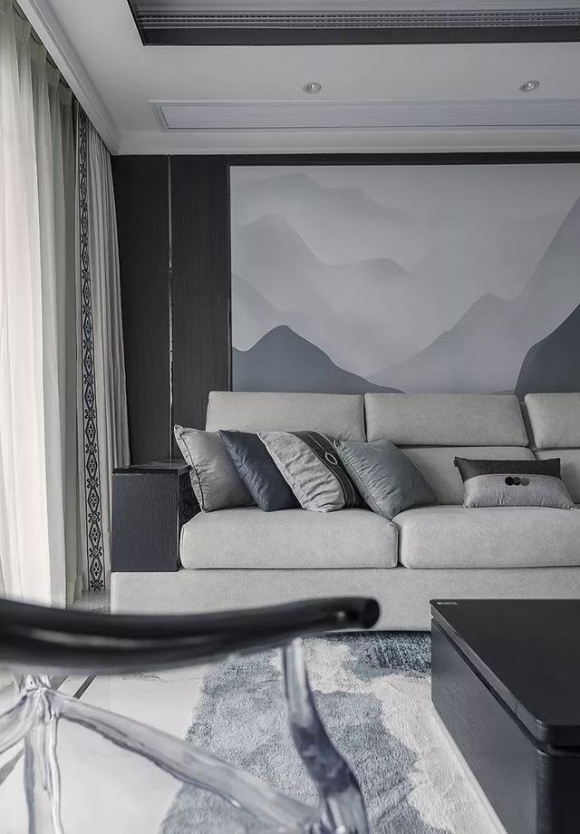 电视背景墙暗门,装修电视背景墙隐形门如何设计(160㎡新中式4室)