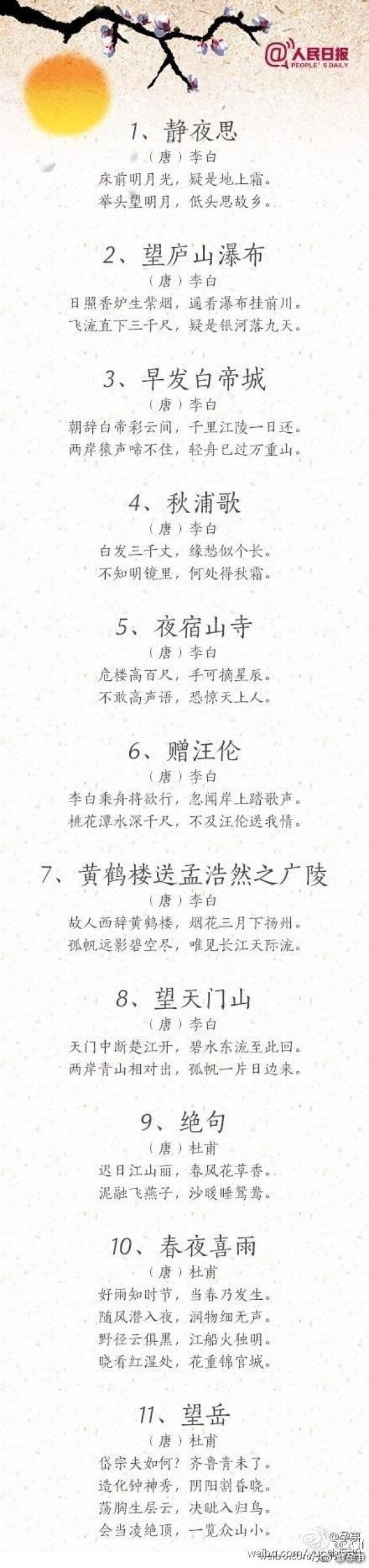 幼儿启蒙唐诗100首，幼儿必背五言古诗100首（小宝宝每天念一念）