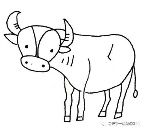 牛的简笔画画法,牛的简笔画画法图片(每天学一幅简笔画