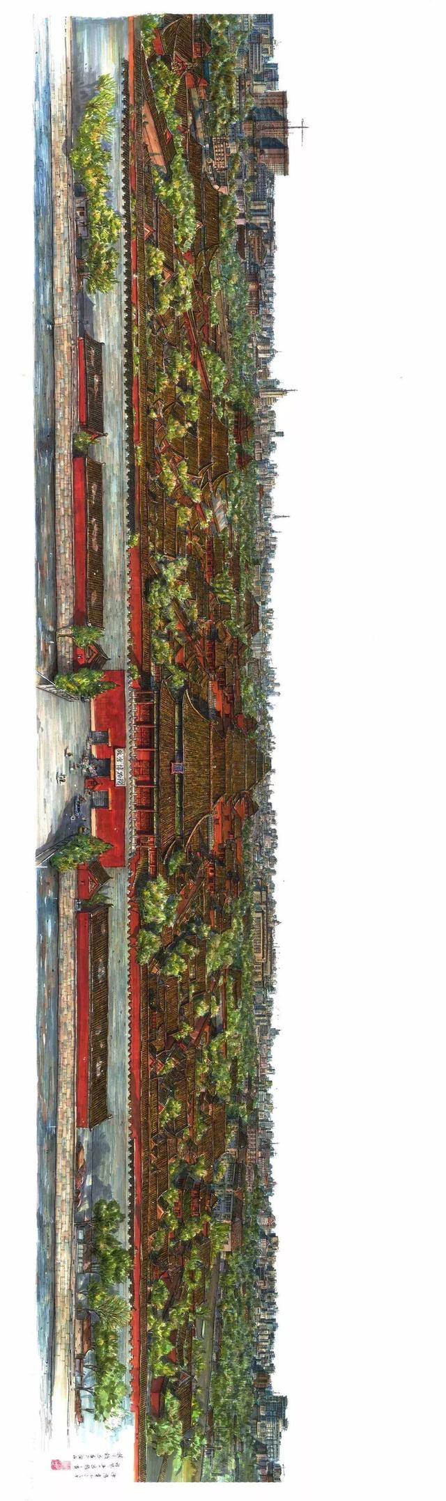 北京故宫简笔画，天安门简笔画（画出长达2.9m故宫全景图）