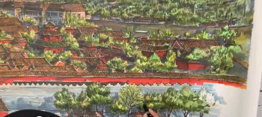 北京故宫简笔画，天安门简笔画（画出长达2.9m故宫全景图）
