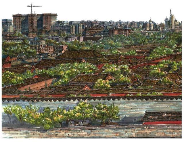 北京故宫简笔画，天安门简笔画（画出长达2.9m故宫全景图）