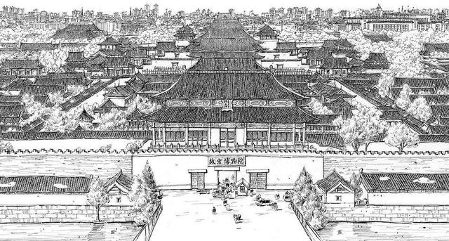 北京故宫简笔画，天安门简笔画（画出长达2.9m故宫全景图）