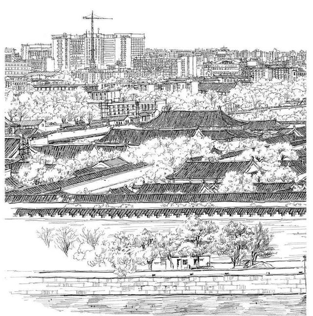 北京故宫简笔画，天安门简笔画（画出长达2.9m故宫全景图）