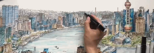 北京故宫简笔画，天安门简笔画（画出长达2.9m故宫全景图）