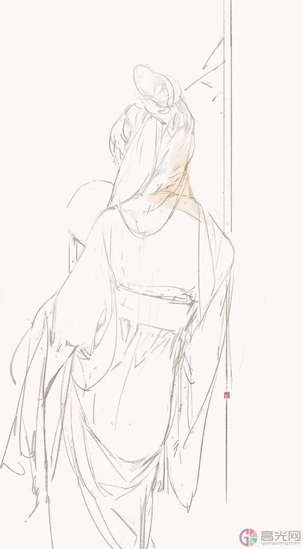 简单又漂亮女生背影简笔画，唯美古风女子背影怎么画