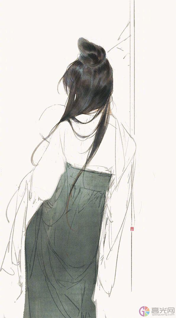 简单又漂亮女生背影简笔画，唯美古风女子背影怎么画