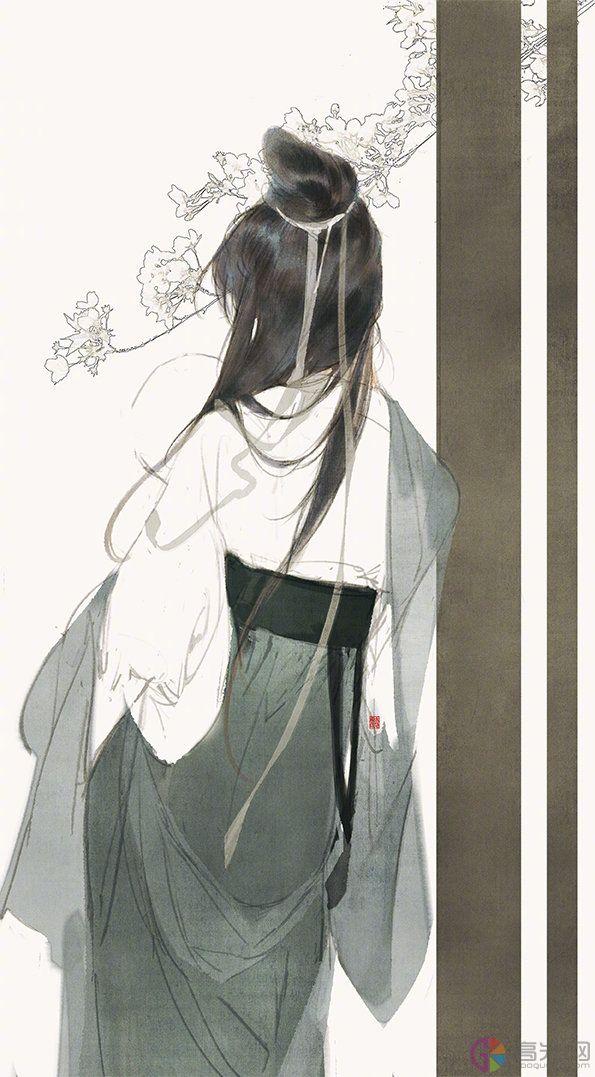 简单又漂亮女生背影简笔画，唯美古风女子背影怎么画