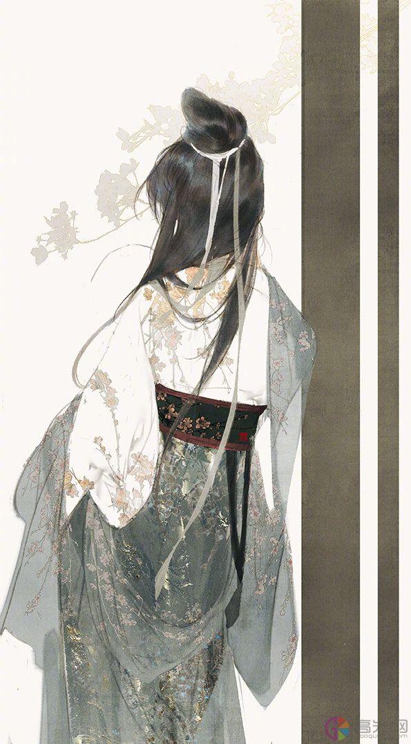 简单又漂亮女生背影简笔画，唯美古风女子背影怎么画