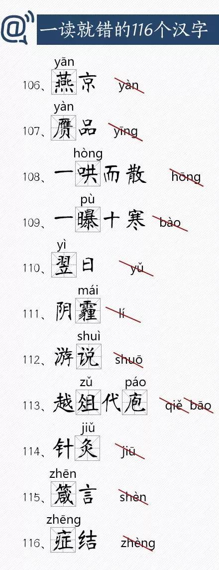 易错读音大全1000例，部编版小学易错读音大全1000例（常用又易读错的116个汉字）