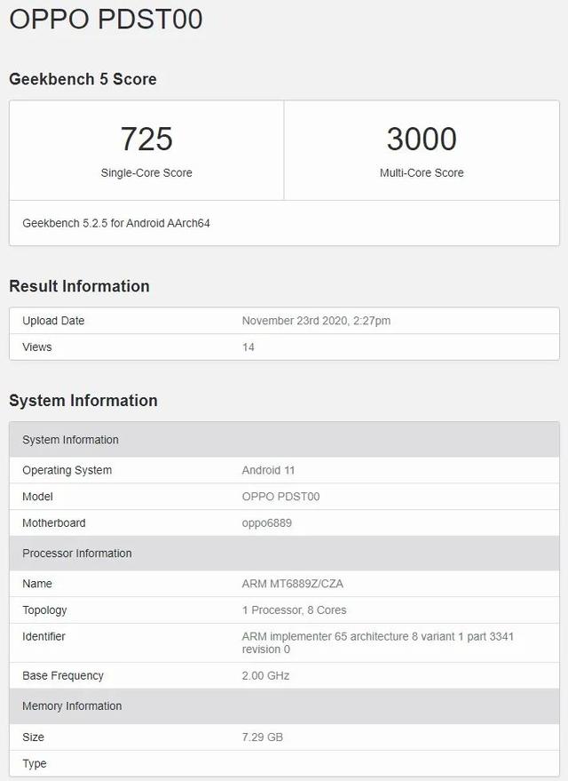 pegm00是oppo什么型号（Geekbench）