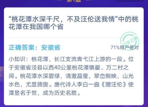 桃花潭在哪个省，桃花潭在哪个省份（蚂蚁庄园今日答案桃花潭正确答案解析）