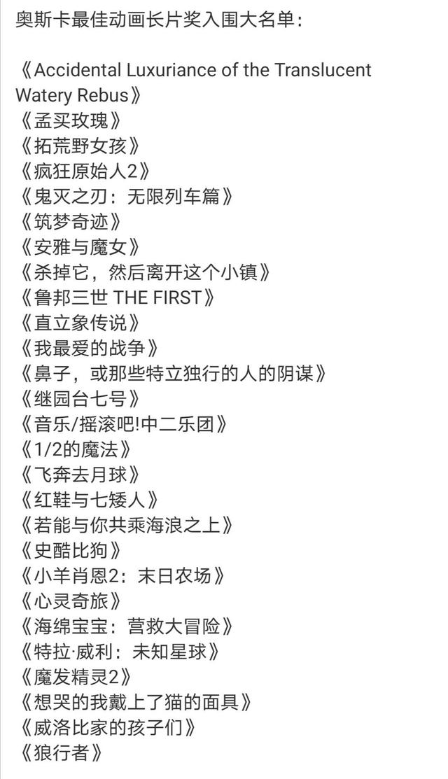 83届奥斯卡获奖影片，奥斯卡多长时间举行一次（奥斯卡最佳动画长片奖大名单出炉）