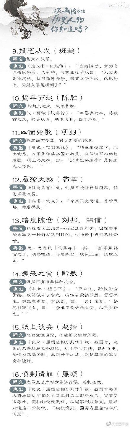 来源于历史故事的成语，来自历史故事的成语20个（70个与历史人物相关的成语）