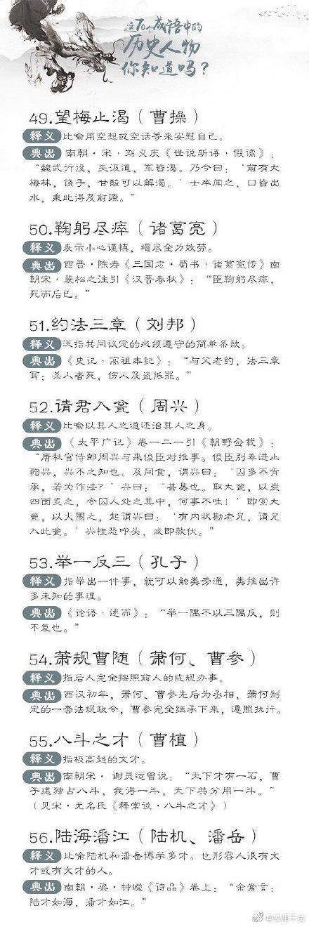 来源于历史故事的成语，来自历史故事的成语20个（70个与历史人物相关的成语）