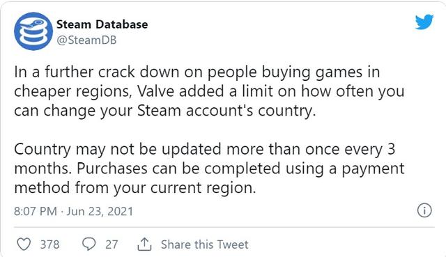 steam改地区会封永久吗，steam改区会封号吗（Steam进一步限制账号转区）
