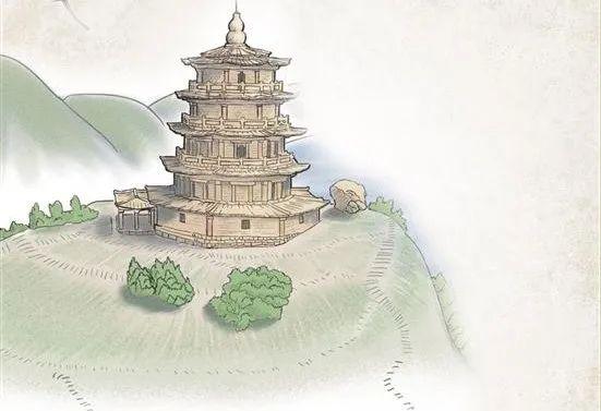 万寿塔绘画图片