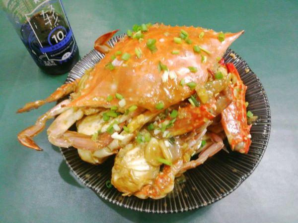 梭子蟹，轻松生活#清炒梭子蟹你能吃多少（梭子蟹处理）