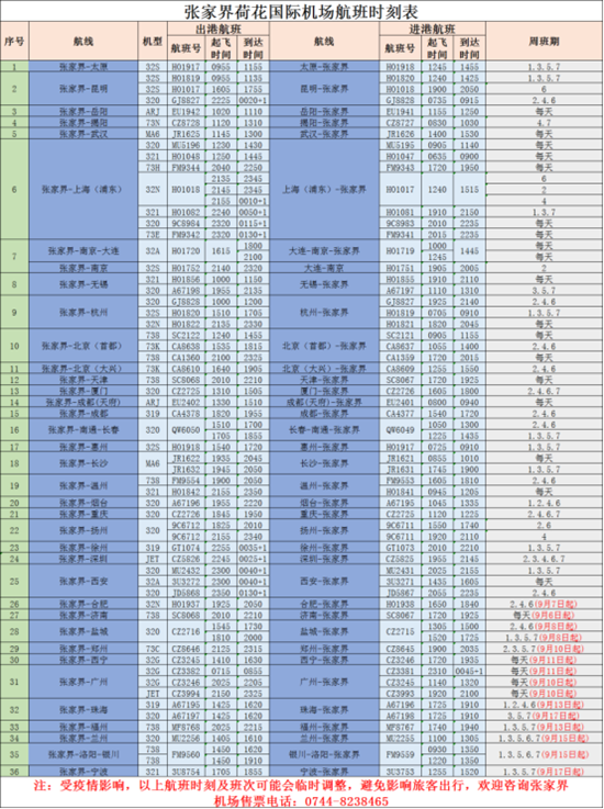 张家界荷花机场，张家界荷花机场到市区怎么去（张家界荷花国际机场复工复产后最新航班时刻表）
