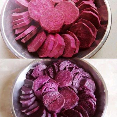 圆中秋美味#紫薯双色花卷，花卷图片真实