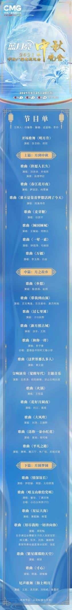 中秋节晚会表演什么节目，中秋晚会的节目（2021总台中秋晚会今晚播出）