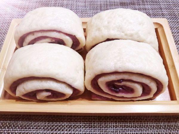 圆中秋美味#紫薯双色花卷，花卷图片真实