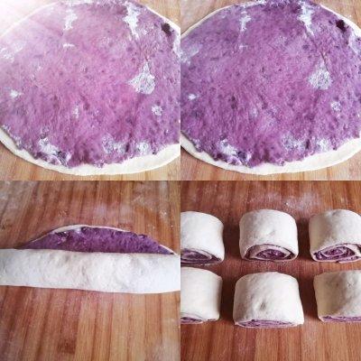 圆中秋美味#紫薯双色花卷，花卷图片真实