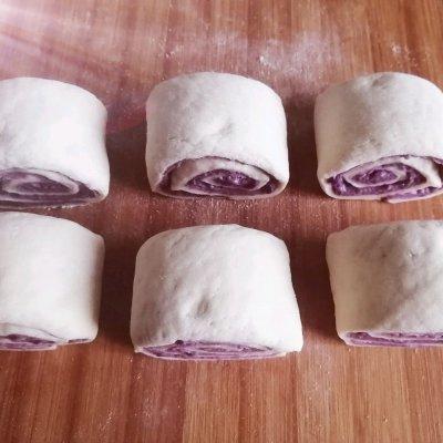 圆中秋美味#紫薯双色花卷，花卷图片真实