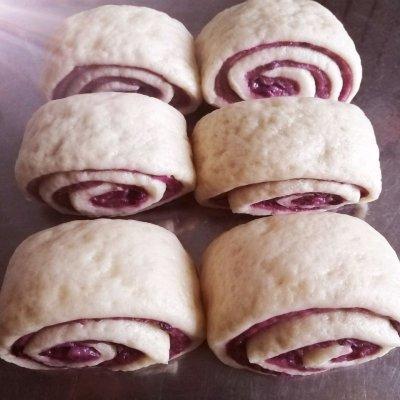 圆中秋美味#紫薯双色花卷，花卷图片真实