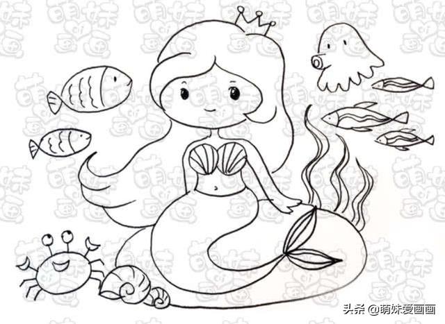 简笔画美人鱼的画法，美人鱼简笔画怎么画美人鱼的画法（神秘海底世界里的美人鱼公主）