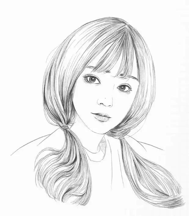 素描头像女生唯美，素描少女.微信（为你喜欢的小姐姐画幅画）