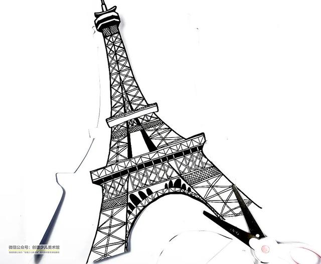 巴黎铁塔简笔画，巴黎铁塔简笔画怎么画（综合创意画--线条练习之夜空下的埃菲尔铁塔）