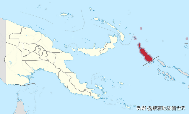 巴布亚新几内亚地图，阿尔及利亚边界开放（第二大岛上的国家巴布亚新几内亚）