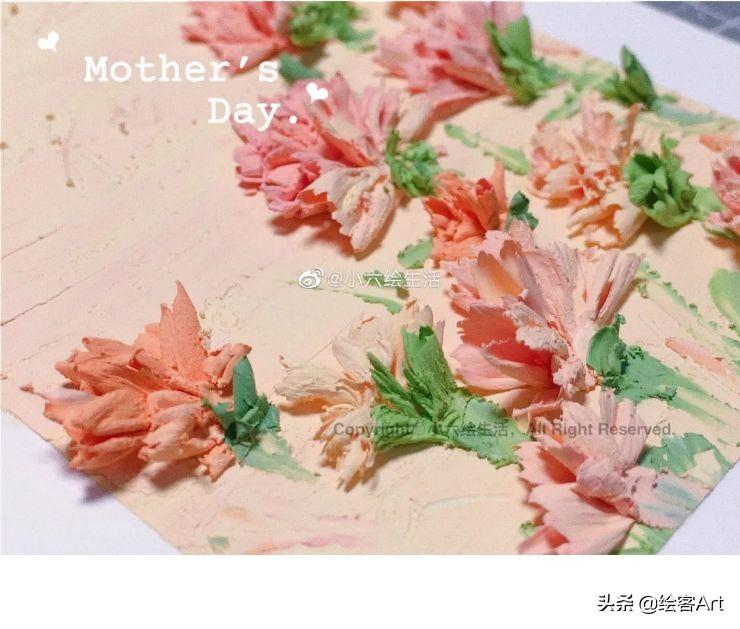 送给母亲节的画怎么画，母亲节送给母亲的画怎么画（用油画棒画立体康乃馨）