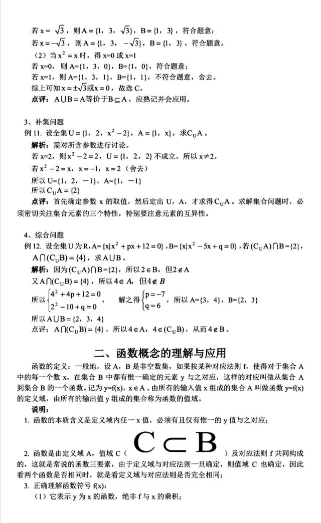 高一数学题集合知识点，高一数学集合知识点（高一数学必修一12大板块题型+解题方法汇总）