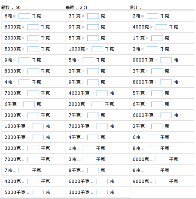 重量换算公式大全，重量单位的换算和练习