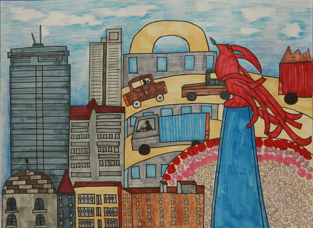 荷花池简笔画，荷花池简笔画手绘（美丽云浮——2020年云浮市庆祝六一儿童节少儿书画作品展）