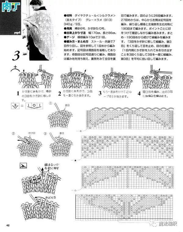 披肩的织法，披肩钩针编织花样图解（超越志田之美的手工棒针编织披肩教程图解）