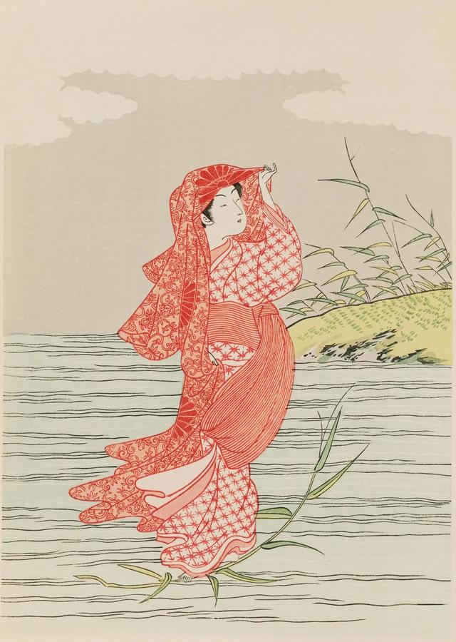 唐崎夜雨  优质手绘简约女头 画师，微信头像，唐崎夜雨  优质手绘简约女头 画师：AluZoe（浮华世代——日本浮世绘专场网络文物拍卖会）