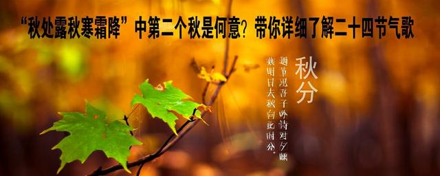 秋处寒露寒霜降，秋处露秋寒霜降中第二个秋是何意