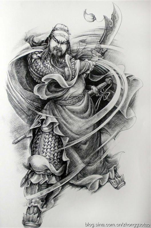 Q版可爱的关羽如何画，关羽简笔画可爱（人物白描：关公关云长）