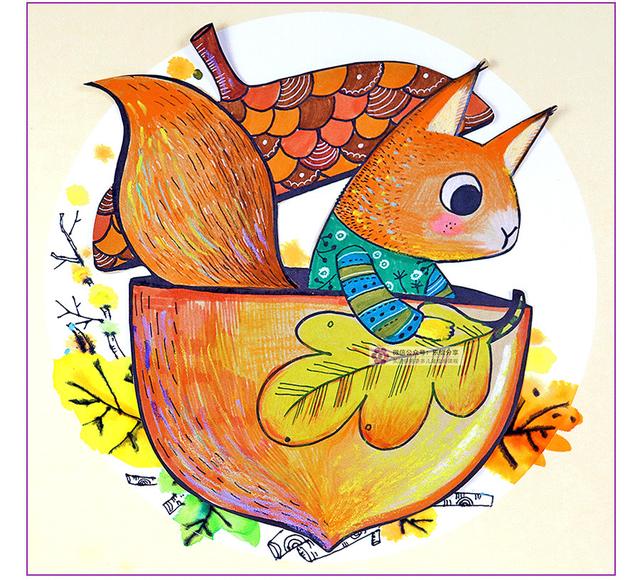 松鼠怎么画，松树怎么画简笔画图片（绘画教程，松鼠与橡果）