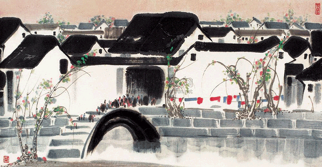 吴冠中江南水乡水墨画，江南水乡吴冠中水墨画（吴冠中笔下的别样江南）