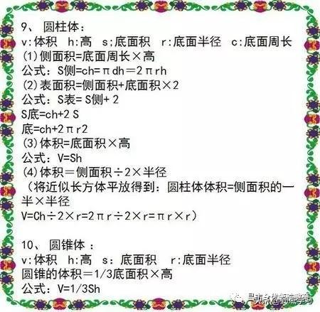 1~6年级所有的数学公式，小学1到6年级数学公式有哪些（小学1至6年级数学公式大全）