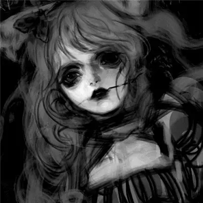 暗黑系 神秘 男头  黑白/鱼/，微信头像，暗黑系 神秘 男头  黑白/鱼/（暗黑诡异复古黑白漫风洛丽塔美少女头像）