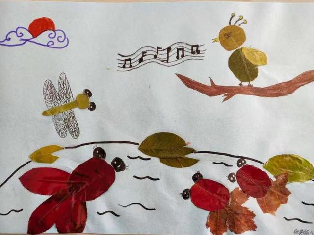 树叶贴画作品一等奖，树叶贴画作品一等奖桃花（留住秋天的味道——荣成市第二实验小学开展树叶粘贴画活动）