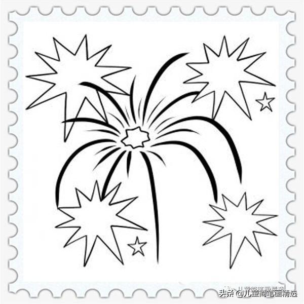 烟花简笔画，烟花简笔画黑白（<Fireworks>的绘画步骤）
