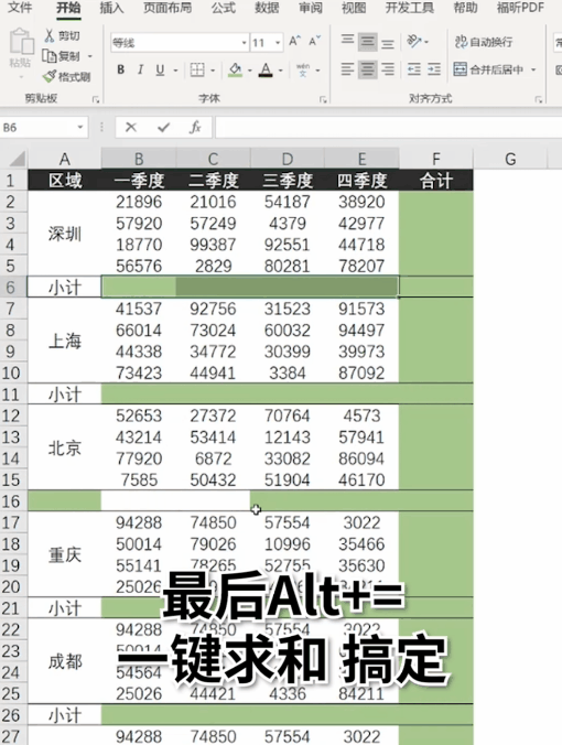你真的会用「Alt + =」一键求和吗？